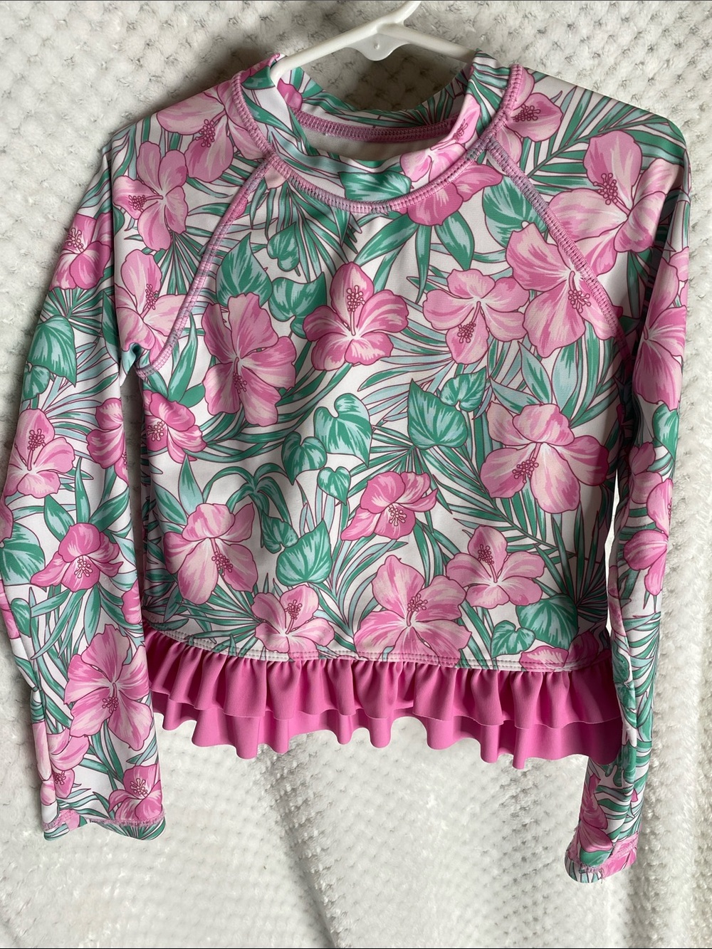 Tommy Bahama Pink & Green Floral Rashguard Swim Top